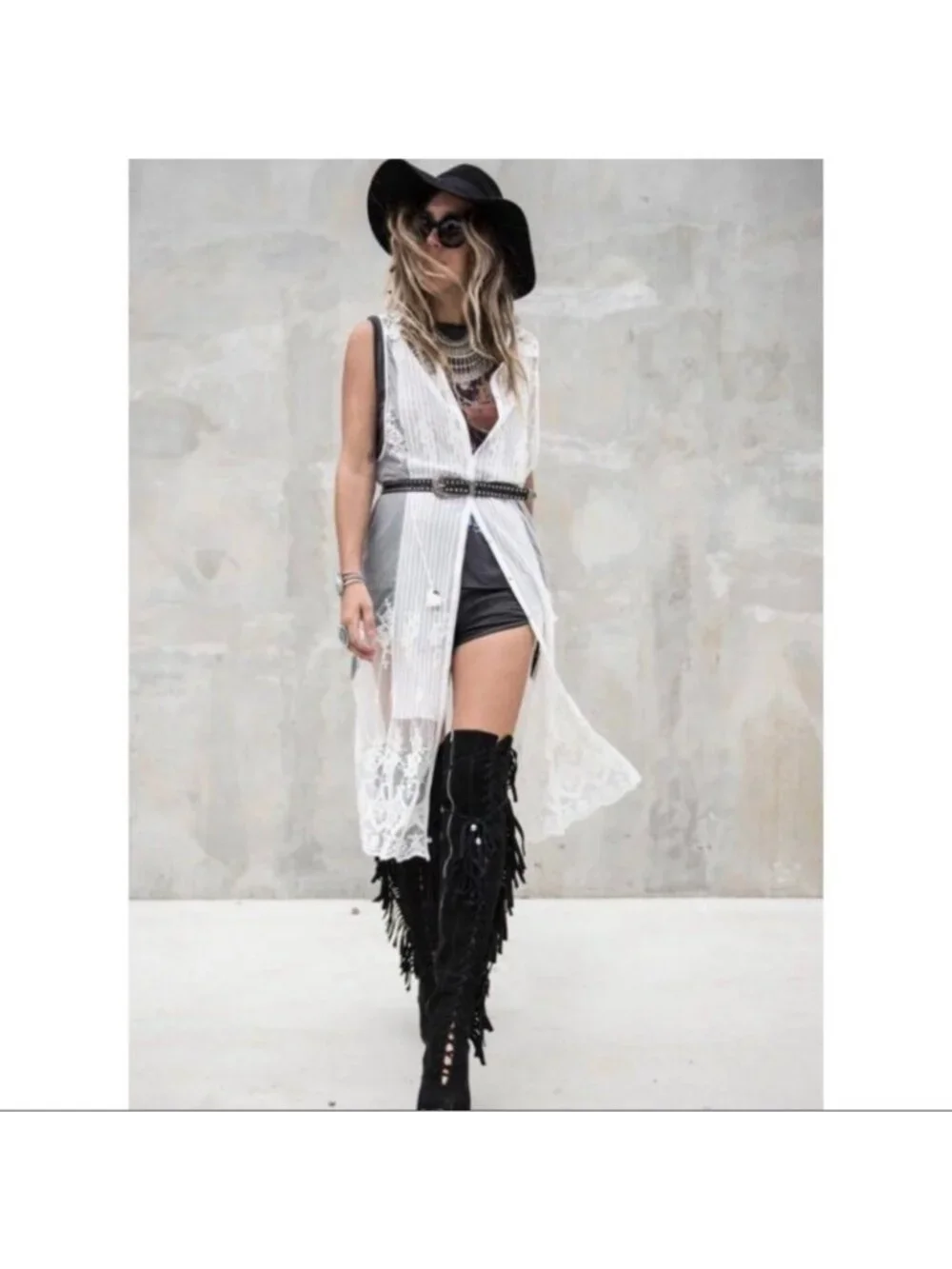 Spell VGUC Ophelia Cream Lace Duster Vest in Small - Picture 3 of 9